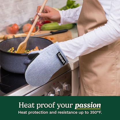 Cuisinart Mini Oven Mitts – 5.5” x 7” Heat-Resistant Kitchen Mitts for Oven with Non-Slip Neoprene Palm, Cotton Filling, and Fabric Loop – Durable Oven Mitt Set for Cooking & Baking (Chambray)