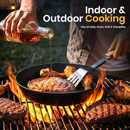 Utopia Kitchen Premium Cast iron Skillets 3 Piece Set, Chef's Pan, Pre Seasoned Frying Pan, 6, 8 & 10 Inches, PFAS-Free, Stovetop, Campfire & Grill Large Skillet, Even Heat Distribution Cast Iron Pan