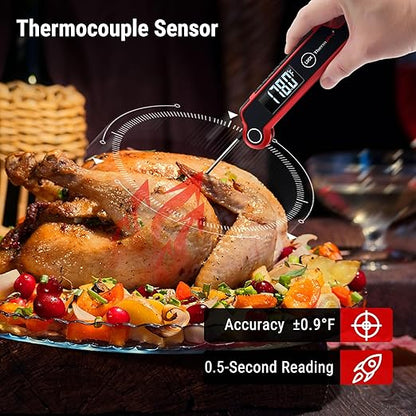 TempPro TP620 Instant Read Meat Thermometer Digital, Cooking Thermometer with Large Auto-Rotating LCD Display, Waterproof Food Thermometer Digital for Kitchen, BBQ, or Grill (Previously ThermoPro)