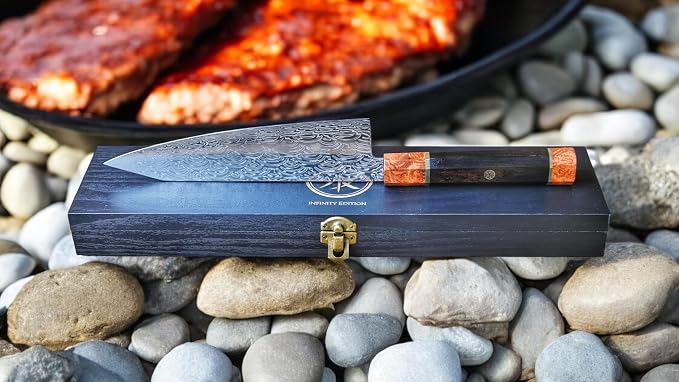 8” Kiritsuke Chef Knife – 110-Layer Damascus Steel, Dual Core, Octagonal Wood Handle, Razor Sharp – from British Fusion Atelier KOKORO – A Signature Gift for Ambitious Cooks