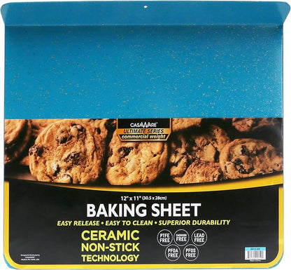 casaWare Toaster Oven 12 1/8 x 11-Inch (Exterior) 10-Inch (Interior) Baking Sheet with a 1.5-Inch Handle (Blue Granite)
