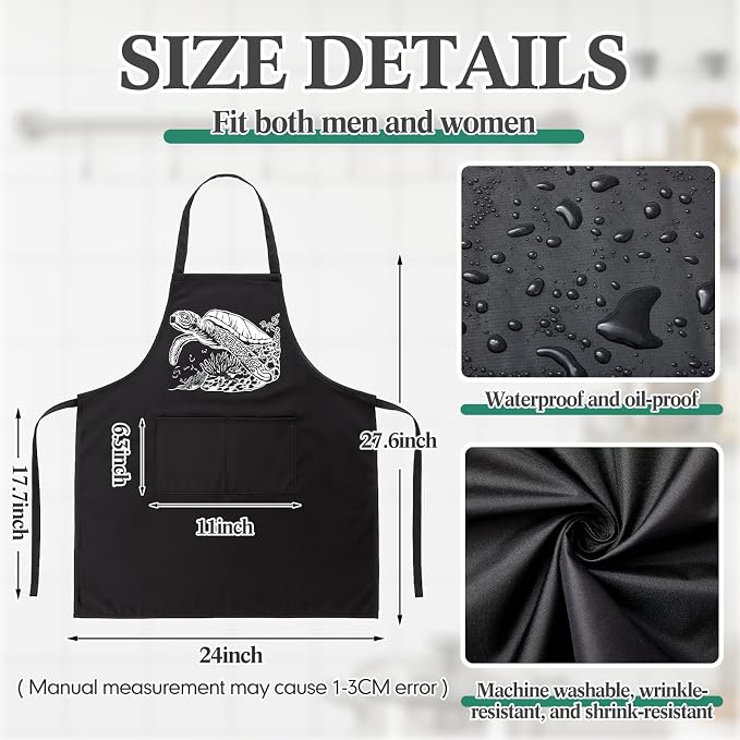Remerry 6 Pcs Sea turtle Gifts for Women Sea turtle Kitchen Gift Set with Acacia Cooking Spoons Apron Christmas Kitchen Cooking Utensils Set for Christmas Mother's Day Housewarming Gift