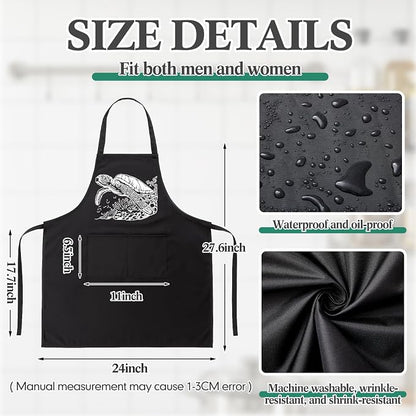 Remerry 6 Pcs Sea turtle Gifts for Women Sea turtle Kitchen Gift Set with Acacia Cooking Spoons Apron Christmas Kitchen Cooking Utensils Set for Christmas Mother's Day Housewarming Gift