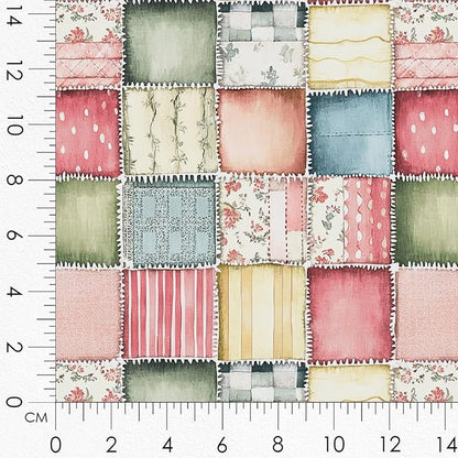 Patchwork Hot Air Balloon Cotton Fabric Panel – 6 Designs (10×10 inch Each) + Bonus Sheet 29.5×19.6 inch, 100% Cotton 140 GSM, Made in Türkiye