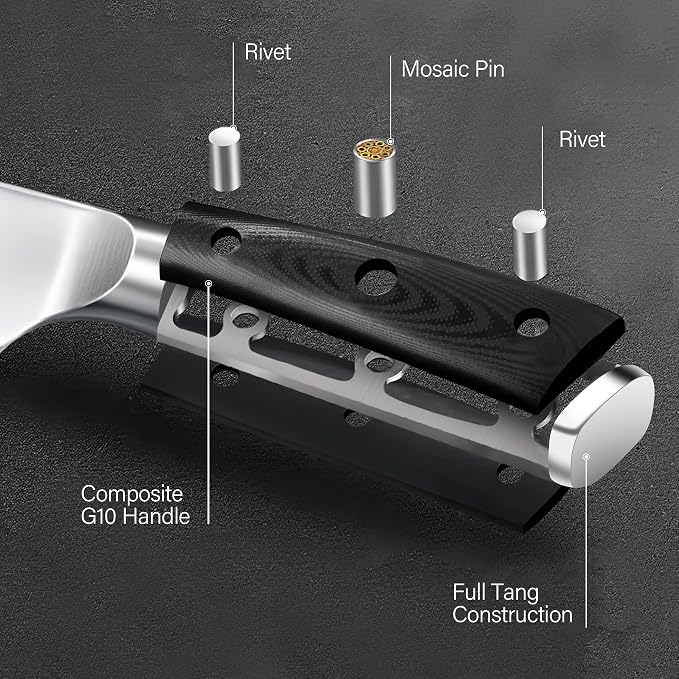 ANSHEE 8 Inch Gyuto Chef Knife - High Carbon Stainless Steel Ultra Sharp Blade,G10 handle Dishwasher Safe, Professional Kitchen Knife for Meat,Vegetables with Sheath Gift Box(Home Cooks & Restaurants)