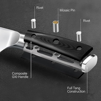 ANSHEE 8 Inch Gyuto Chef Knife - High Carbon Stainless Steel Ultra Sharp Blade,G10 handle Dishwasher Safe, Professional Kitchen Knife for Meat,Vegetables with Sheath Gift Box(Home Cooks & Restaurants)
