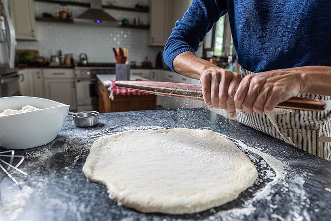 Earlywood French Rolling Pin - Tapered Wooden Rolling Pin for Baking Pizza, Pastry Dough or Pasta - Hard Wood Roller Baking Pin Made in USA, By Earlywood -Jatoba, Maple, Mexican Ebony,Multicolor