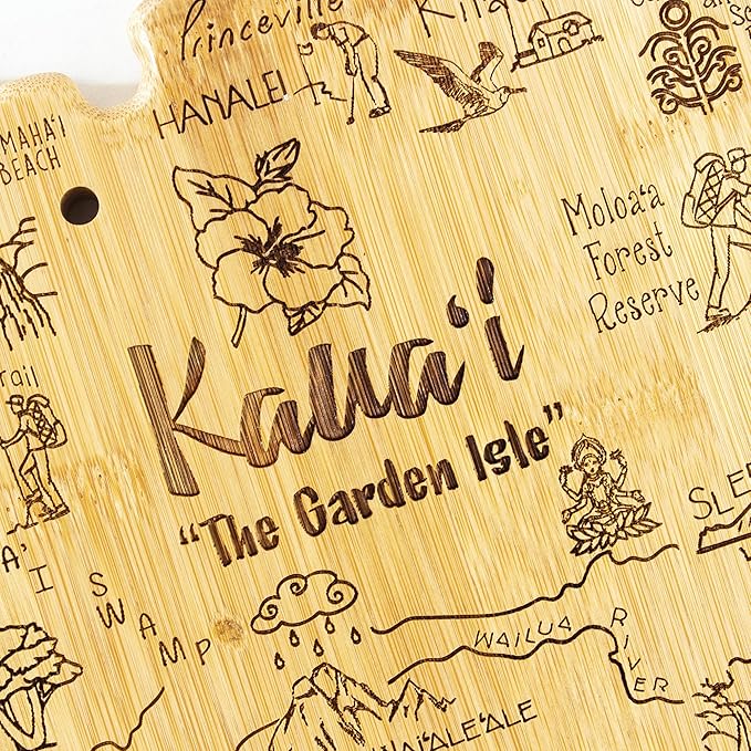 Totally Bamboo Destination Kauai Serving and Cutting Board, Includes Hang Tie for Wall Display