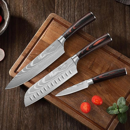 3 Piece Kitchen Knife Set, High Carbon Stainless Steel Professional Chef Knife Set with Ultra Sharp Blade, Sharp Knives Set with Ergonomic Pakkawood Handle