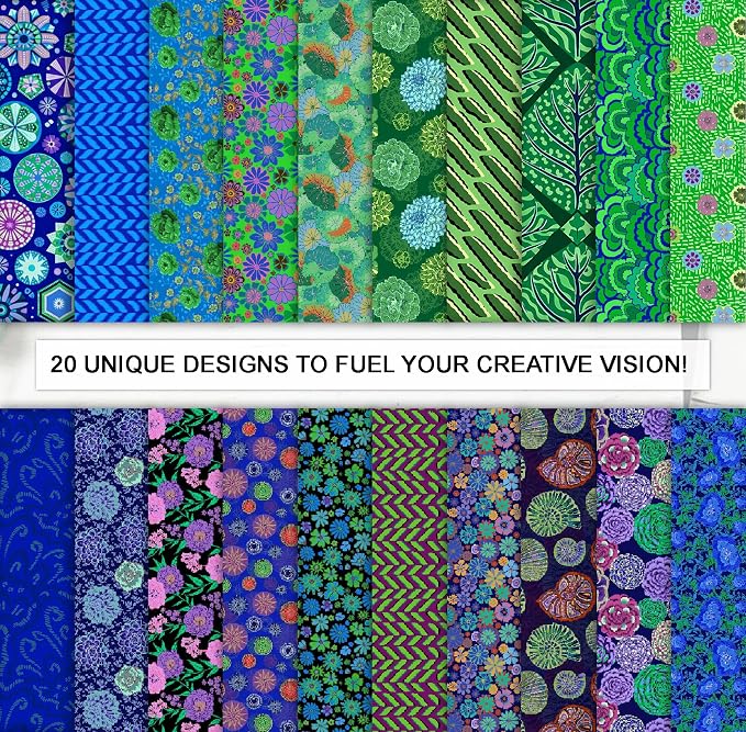 Soimoi 40 Pcs 5 x 5 inches Quilting Fabric Bundles Precut, DIY Cotton Fabric Squares, Printed Layer Cakes Patchwork Materials for Crafts Cloths Decor,Charm Squares for Quilts- Ocean Garden Bliss