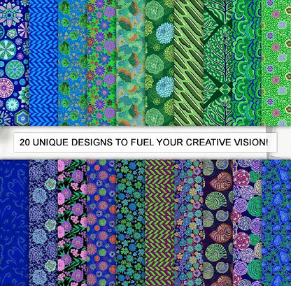Soimoi 40 Pcs 5 x 5 inches Quilting Fabric Bundles Precut, DIY Cotton Fabric Squares, Printed Layer Cakes Patchwork Materials for Crafts Cloths Decor,Charm Squares for Quilts- Ocean Garden Bliss