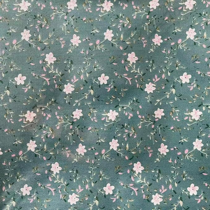 Light Weight Natural Cotton Fabric by the Yard DIY Making Supplies Quilting Patchwork Fabric Fat Quarter Bundles DIY for Quilting Cotton Patchwork Cushions (Small gree Flowers, 2 Yard)