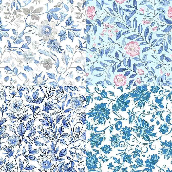 HANPATQUI 200PCS 4 x 4 inch 100% Cotton Fat Quarters Fabric for Sewing and Quilting Bundles Precut Fabric Square for DIY Craft Patchwork-Bluepaisley