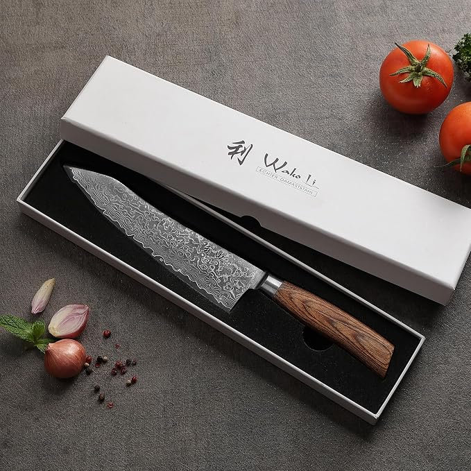 Wakoli EDIB Pro Premium Kiritsuke Chef's Knife – Japanese-Style Kitchen Knife | 8-Inch Blade Made of 67-Layer Genuine Damascus Steel with Pakkawood Handle | Sharp, Durable, Professional Cooking Tool