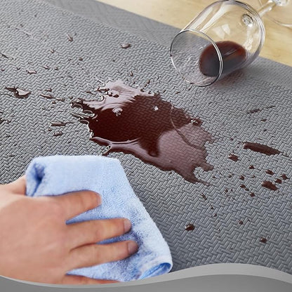 Ophanie Kitchen Mats for Floor, 3/4 inch Thick, 17x24 Anti Fatigue Cushioned Mat, Kitchen Rugs, Waterproof, Comfort Ergonomic Standing Mat for Office, Home, Sink, Grey Non-Slip Ridged Bottom