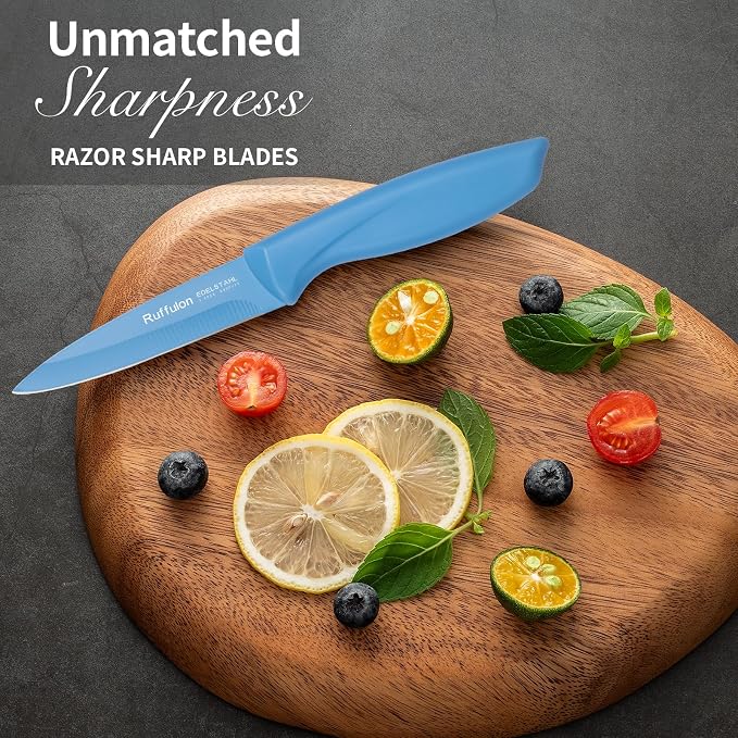 Paring Knife Set, 4PCS Stainless Steel Paring Knife Set, Ultra Sharp Fruit and Vegetable Knives, 3.5-Inch Kitchen Knives, Razor-Sharp Knife,Ergonomic Handle Design,Blue.