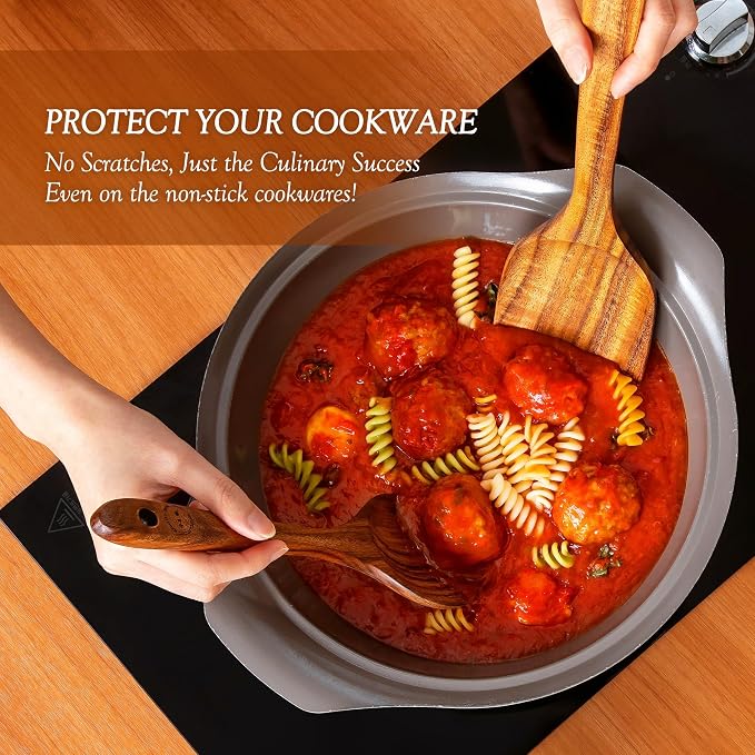 SOOMGYEOL SEOM 6-Piece Teak Wood Cooking Utensil Set | Wooden Spoons and Spatulas, Nonstick Safe, Heat Resistant, Natural Wooden Kitchen Tools
