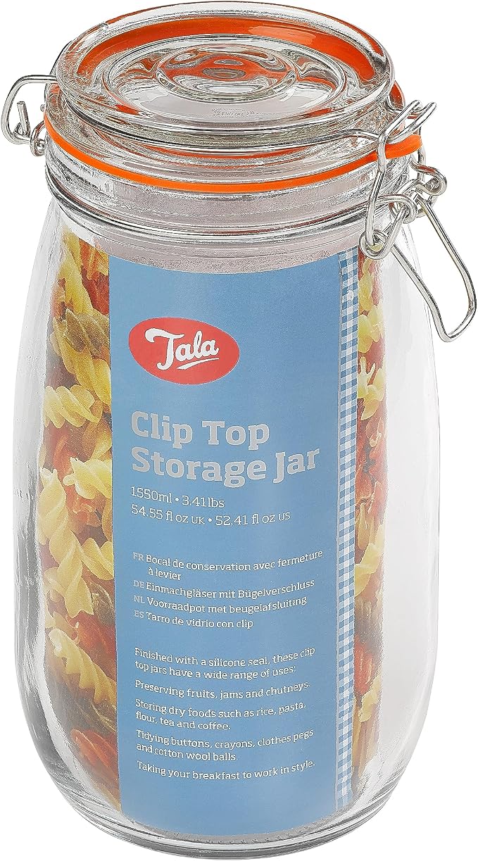 Tala 1.5 Litre Classic Lever Arm Storage Jar, Airtight Jar which is Perfect for Storing Foods and Preserving Freshly Made Goods, 1550