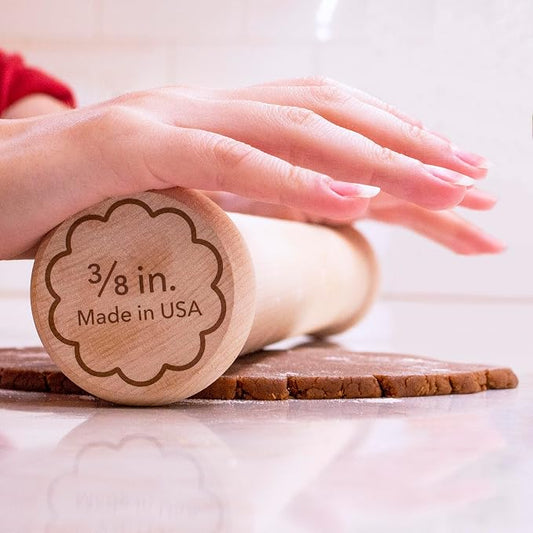 Perfect Cookie Rolling Pin 3/8-in. Fixed Depth Hardwood Made in the USA by Ann Clark