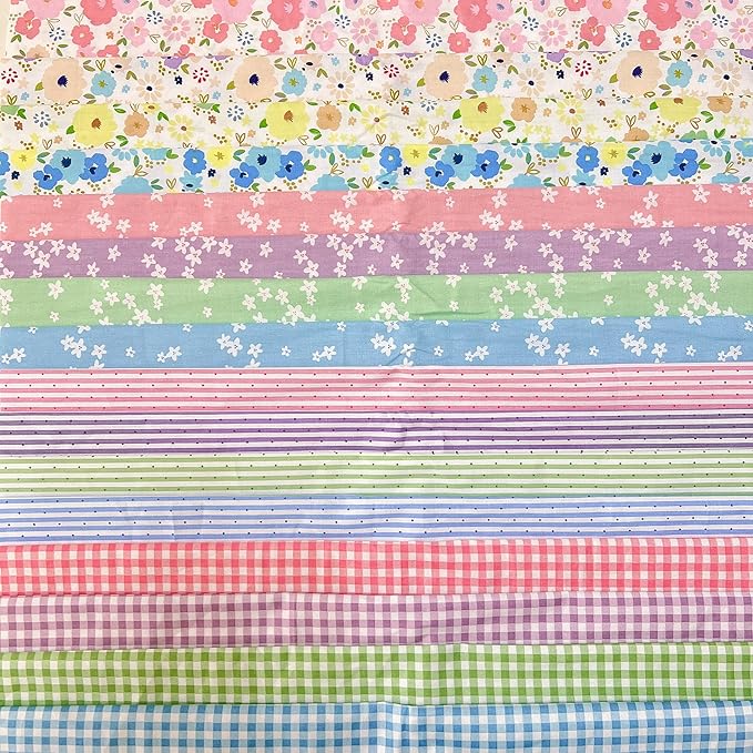 7 pcs 20" x 20" Cotton Fabric DIY Making Supplies Quilting Patchwork Fabric Fat Quarter Bundles DIY for Quilting Cotton Patchwork Cushions (16pcs Flowers, 20" x 20")