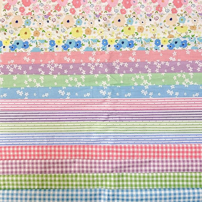 7 pcs 20" x 20" Cotton Fabric DIY Making Supplies Quilting Patchwork Fabric Fat Quarter Bundles DIY for Quilting Cotton Patchwork Cushions (16pcs Flowers, 20" x 20")