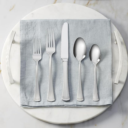 Lenox Silverware Set, Portola Mirror 20 Piece Flatware Set, Service For 4, 18/10 Stainless Steel, Dishwasher Safe, Flatware Cutlery Sets, Utensils, Knives Spoons and Forks, Home (Silver, 20 Pieces)