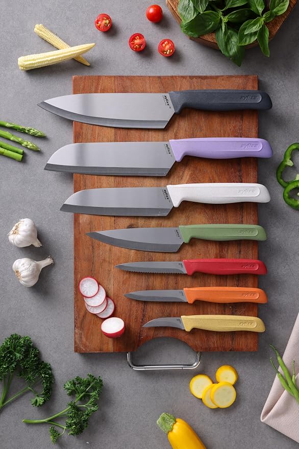 Zyliss Classic 3 Piece Peeling & Paring Knife Set with Straight, Serrated & Curved Blades, Stainless Steel 15° Edge, Ergonomic Wheat Straw Handles, Blade Covers