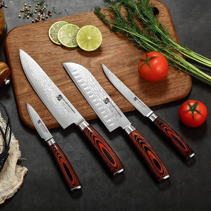 Japanese Santoku Knife 7" Damascus VG10 Stainless Steel 67-Layer Forged Razor Sharp Asian Chef's Knife Pakkawood Handle Precision Slicing Dicing Chopping Meat Fish Vegetables Gift Box