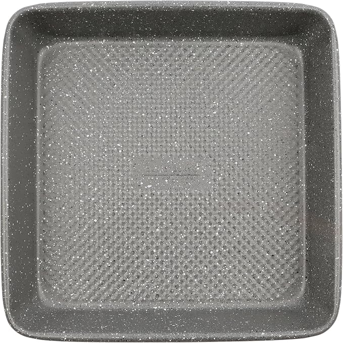 David Burke 9" Square Bake Pan, Carbon Steel, Non-Stick, PFTE & PFOA Free, Oven Safe – Gray Speckle