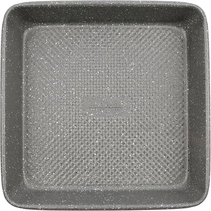 David Burke 9" Square Bake Pan, Carbon Steel, Non-Stick, PFTE & PFOA Free, Oven Safe – Gray Speckle