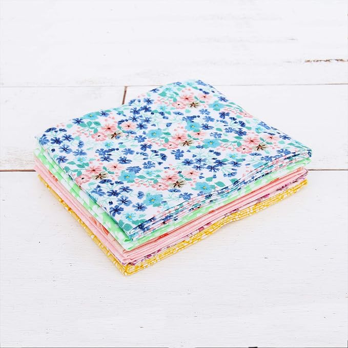 Threadart 6 Fat Quarter Bundles - Pastel Color Prints 100% Cotton Fabric - Premium 100% Cotton Quilting Fabric - No Duplicates - Full Size Fat Quarters 18"x21"