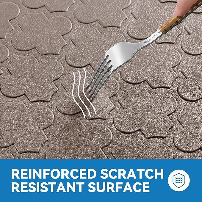Kitchen Mat Cushioned Anti Fatigue for Floor, Non-Slip Waterproof Comfort Rug for Kitchen Sink, Standing Desk & Laundry, 17.3"x29", Khaki