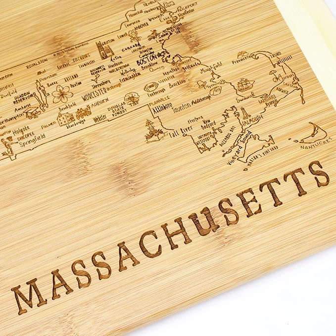 Totally Bamboo A Slice of Life Massachusetts State Serving and Cutting Board, 11" x 8.75"