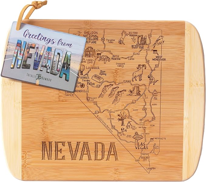 Totally Bamboo A Slice of Life Nevada State Serving and Cutting Board, 11" x 8.75"