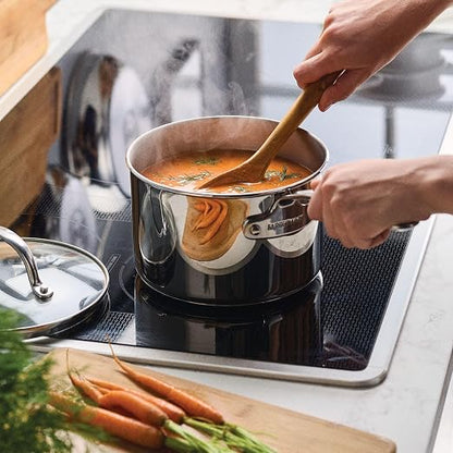 Farberware Millennium Stainless Steel Saucepan with Lid, Induction Ready, Compatible with All Cooktops, Metal Utensil Safe, 3 Quart Saucepot, Dishwasher Safe - Stainless Steel
