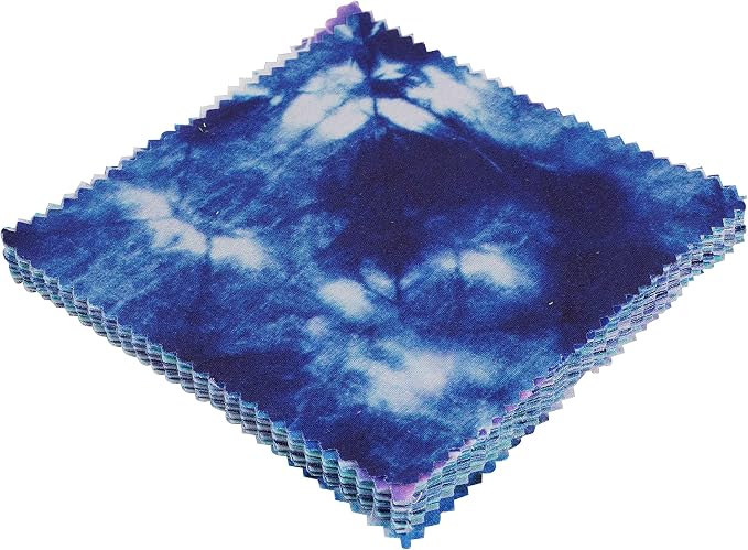 Soimoi Precut 10-inch Tie Dye Prints Cotton Fabric Bundle Quilting Squares Charm Pack DIY Patchwork Sewing Craft- Blue-YF