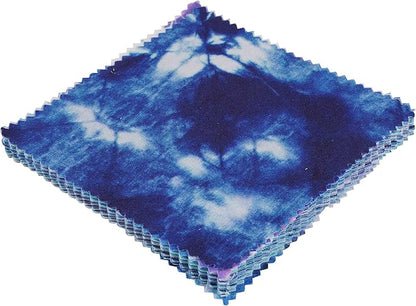 Soimoi Precut 10-inch Tie Dye Prints Cotton Fabric Bundle Quilting Squares Charm Pack DIY Patchwork Sewing Craft- Blue-YF