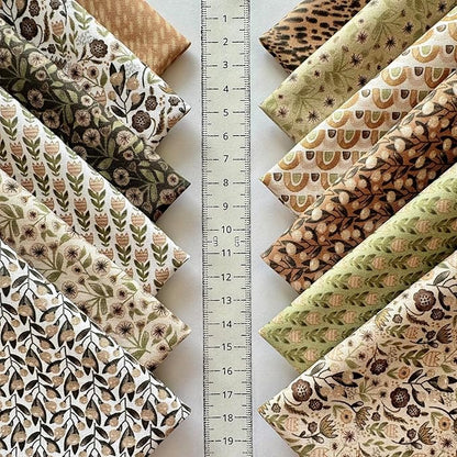 60-Piece Neutral Nature Patchwork Cotton Fabric Squares – 8×8 inch (20×20 cm), 100% Cotton 140 GSM, Pre-Cut Quilting Fabric Bundle, Made in Türkiye
