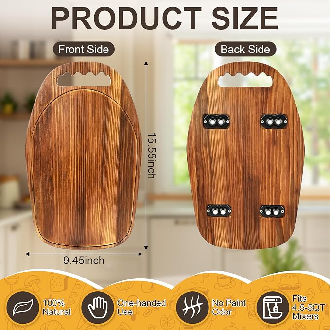 TREWAVE Mixer Slider Mat with 4 Caster Wheels, Pine Wood Sliding Tray Compatible with KitchenA 4.5-5 Qt Tilt-Head Stand Mixer, Kitchen Countertop Storage Accessories, 15.5" x 9.5"