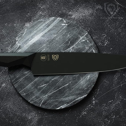 Dalstrong Chef Knife - 9.5 inch - Shadow Black Series - Black Titanium Nitride Coated - Razor Sharp Kitchen Knife - High Carbon 7CR17MOV-X Vacuum Treated Steel - Sheath - NSF Certified