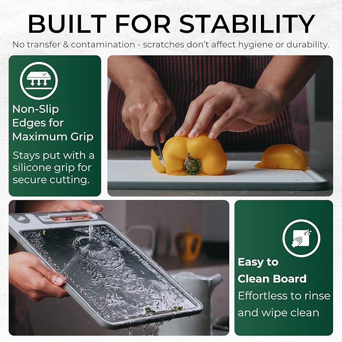 Stainless Steel Cutting Board with Built-In Knife Sharpener, 3-Piece Set, Double-Sided 304 Food-Grade Steel & Wheat Straw, Large Board for Meat & Vegetables, Dishwasher Safe, 15x10 Inch, Food Safe