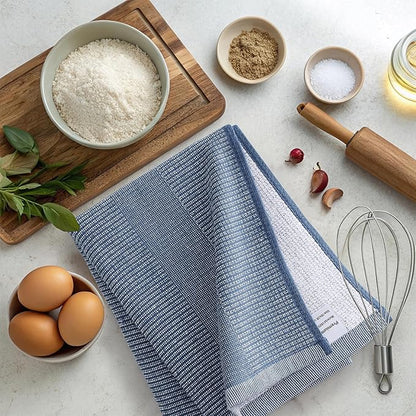 Mordimy Premium Kitchen Towels 6 Pack (18 x 28 Inches, Navy Blue), Large Cotton Kitchen Hand Towel, Flat & Terry Dish Towels for Drying Dishes, Super Absorbent Tea Dishtowels Set with Hanging Loop