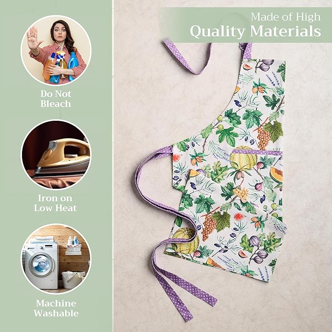 Maison d' Hermine 100% Cotton Apron for women with Pocket Kitchen Chef Apron for Men Cooking Spring Summer