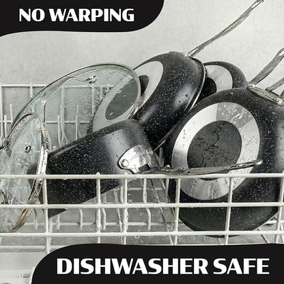 20 Piece Pots and Pans Set Nonstick - Granitestone Ceramic Cookware Set, Diamond Reinforced, Non Toxic PFOA PFOS PFAS Free, Bakeware Steamer & Utensils, Oven Safe to 500°F, Dishwasher Safe, Black
