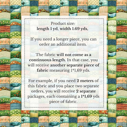 100% Cotton Fabric by the Yard – Turkish Quality Quilting & Sewing Fabric, 1 Yard x 1.69 Yards Wide, Patchwork Cotton for Crafts