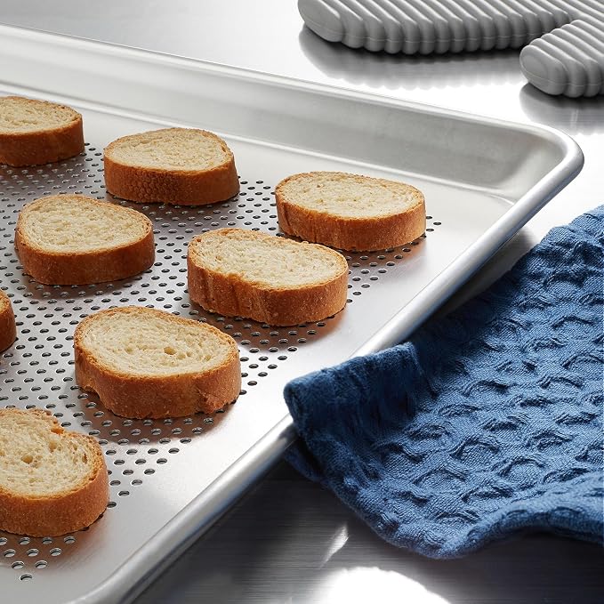 GRIDMANN 13" x 18" Commercial Grade Perforated Aluminum Baking Sheet Pan, Half Size Baking Tray - 6 Pans