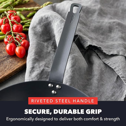 GreenPan x Bobby Flay 8" Carbon Steel Frying Pan Skillet, Pre-Seasoned Ready to Use, Nontoxic, PFAS-Free, Induction Compatible, High Heat & Oven Safe Durable Cookware, Cast Iron Alternative