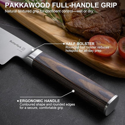 8 Inch Chef Knife, High-Carbon Stainless Steel Kitchen Knives with Pakkawood Handle, Ultra Sharp Cooking Knife for Meat & Vegetables, Gift for Home Cooks & Chefs