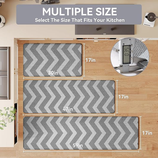 YDKGL Kitchen Rugs Non Slip Washable Kitchen Mats for Floor, Super Absorbent Oil and Water Linen-Look Woven Runner Rug, Kitchen Sink Mat Standing Mat, Gray 17"x47"
