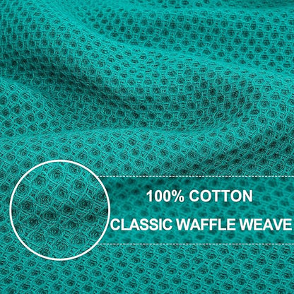 Homaxy 100% Cotton Waffle Weave Kitchen Dish Cloths, Ultra Soft Absorbent Quick Drying Dish Towels, 12 x 12 Inches, 18-Pack, Teal